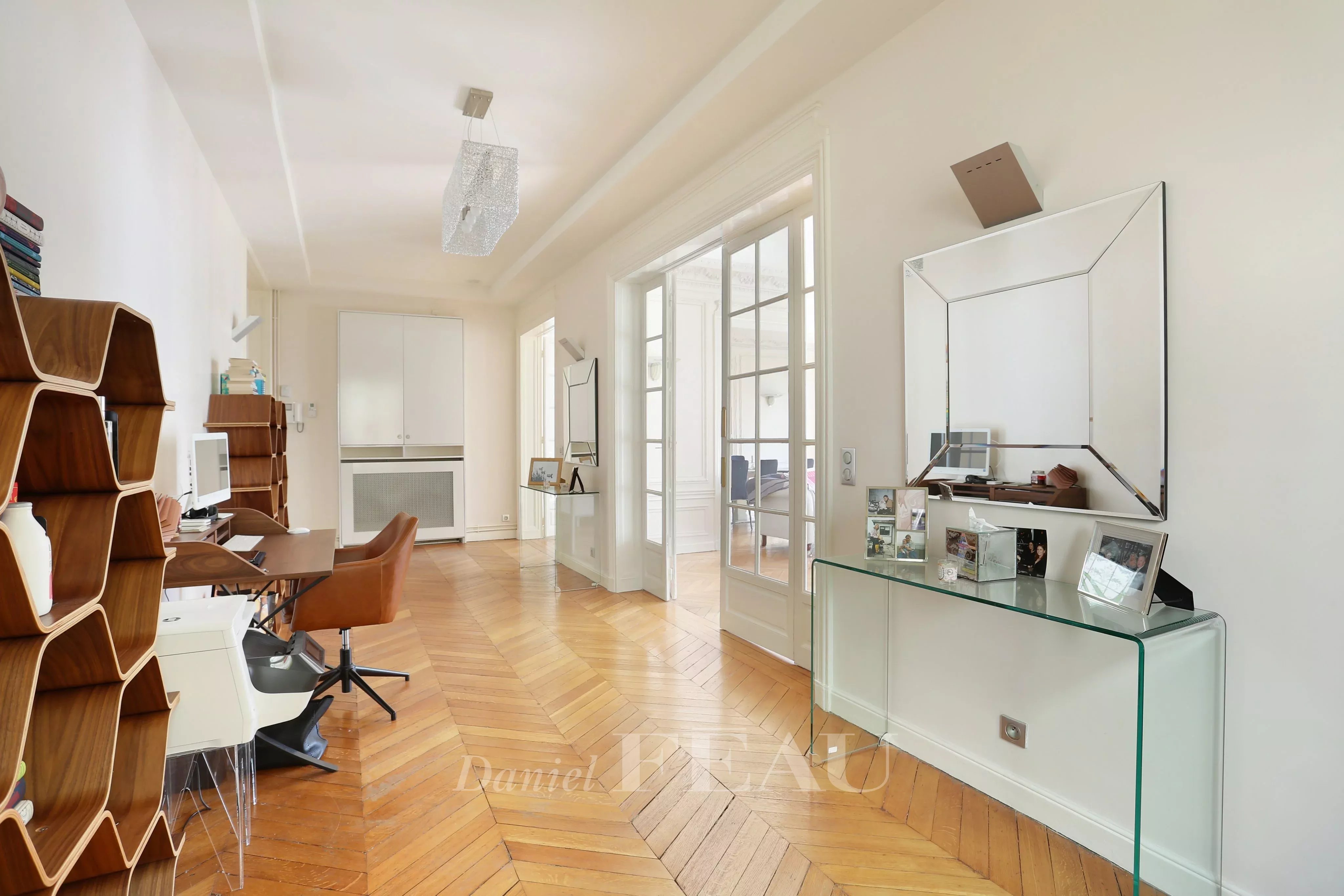 Entrance Wooden floor Fireplace Sliding windows