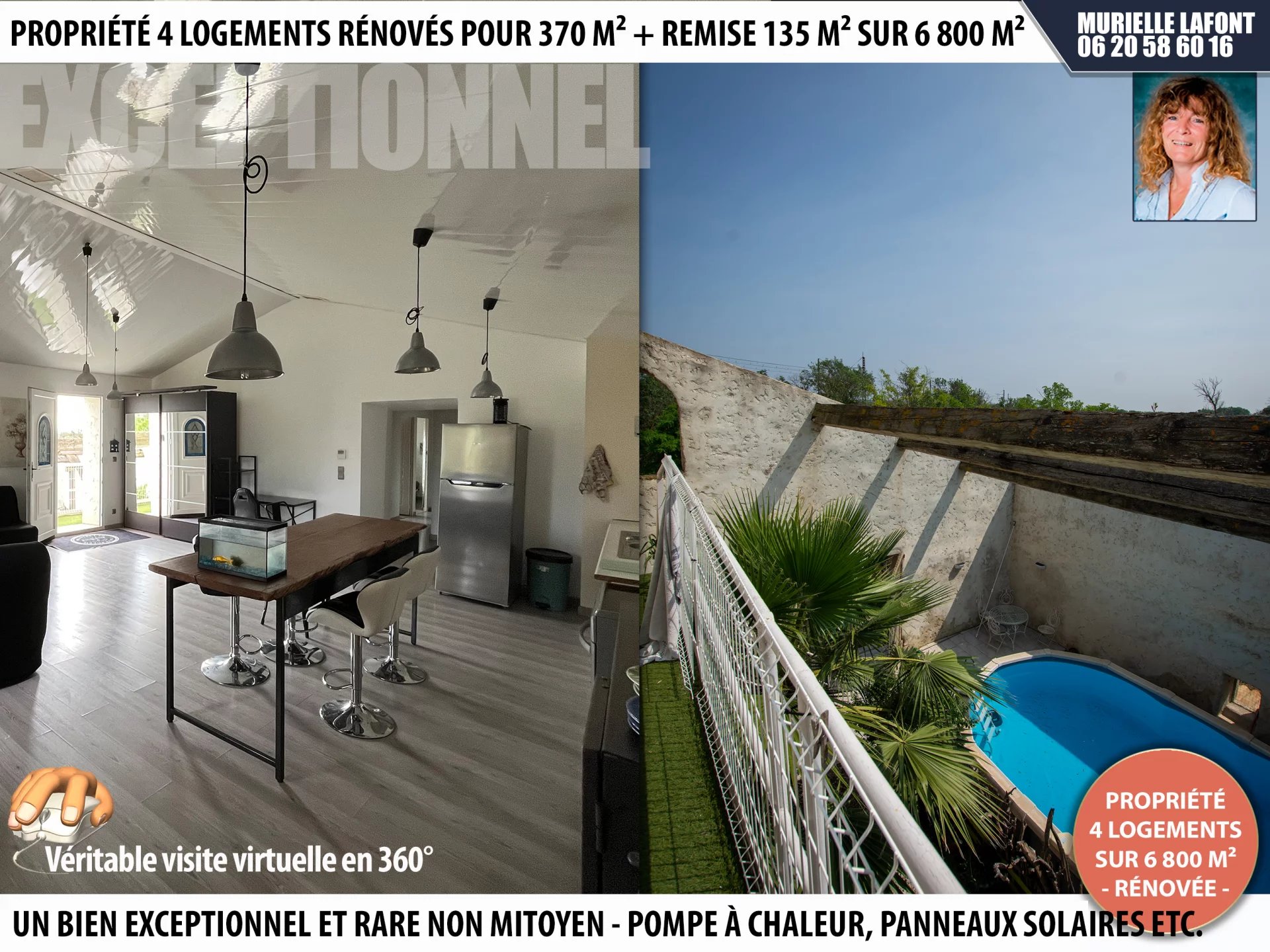 Propriété 4 logements, 6800 m² de terrain, remise, bon état !