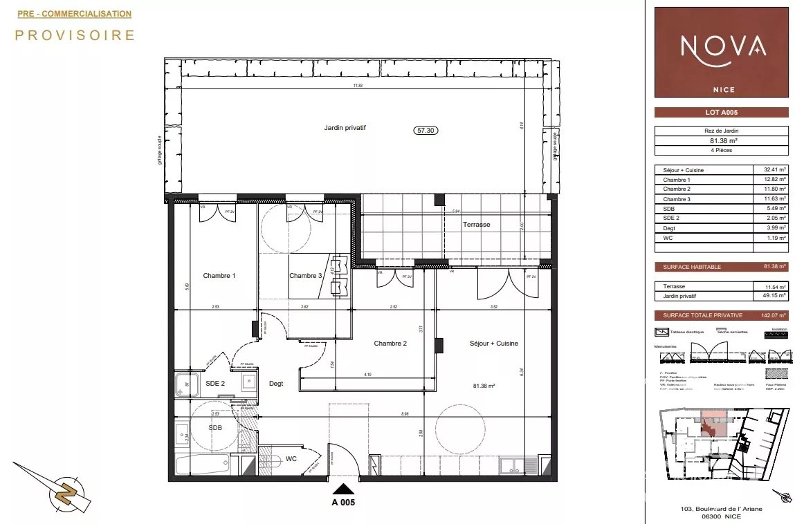 Beautiful 4-room apartment with garden in Nice Ariane