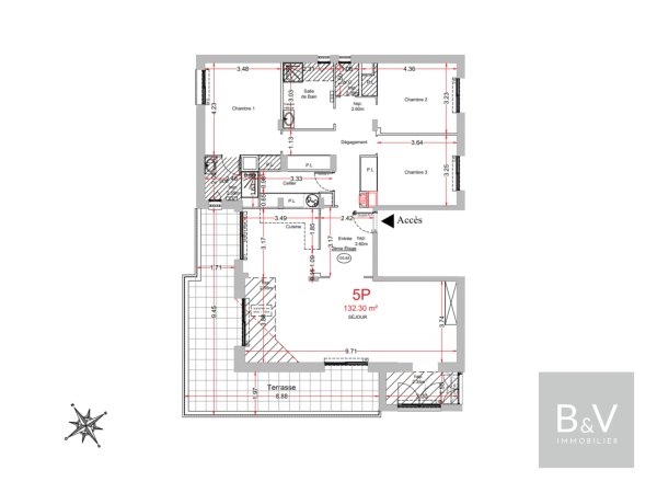 132 m² 4-room apartment with terrace — photo 3