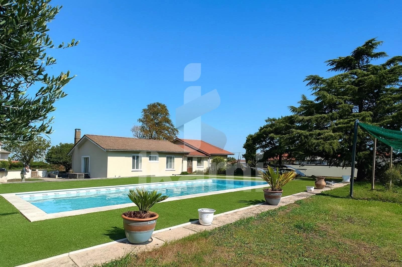 Maison plain-pied lumineux avec piscine et grand terrain au