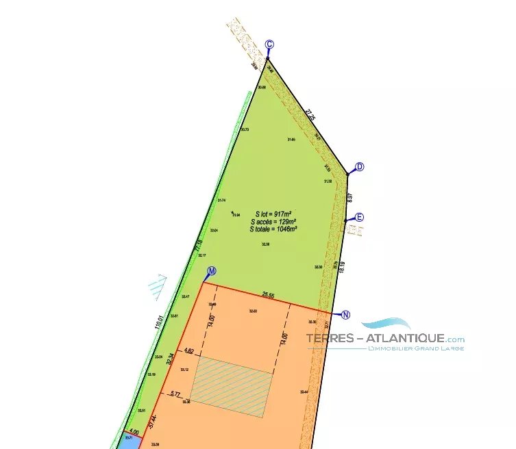 Terrain constructible en centre ville