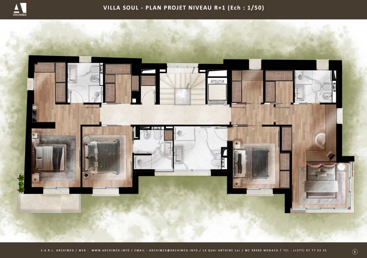 Roquebrune Cap Martin, limite Principauté de Monaco, projet villa 400 m2  garage 100 m2, piscine