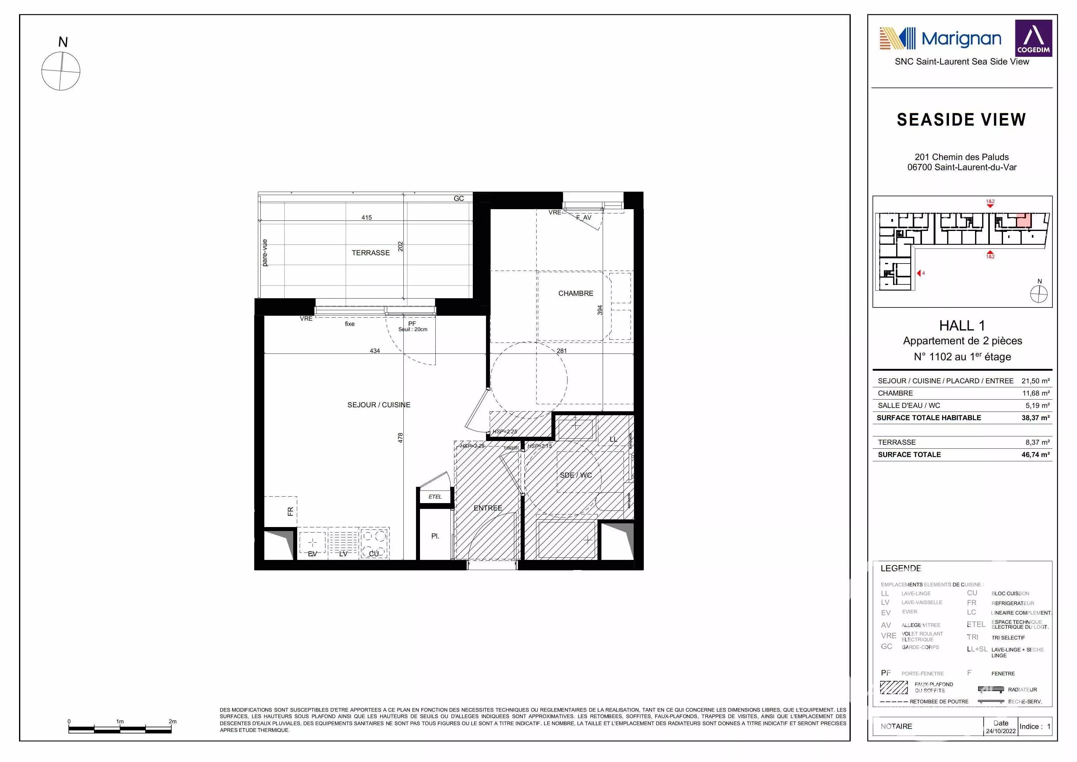 Apartment  - 2 rooms  - 39.0 m2 -