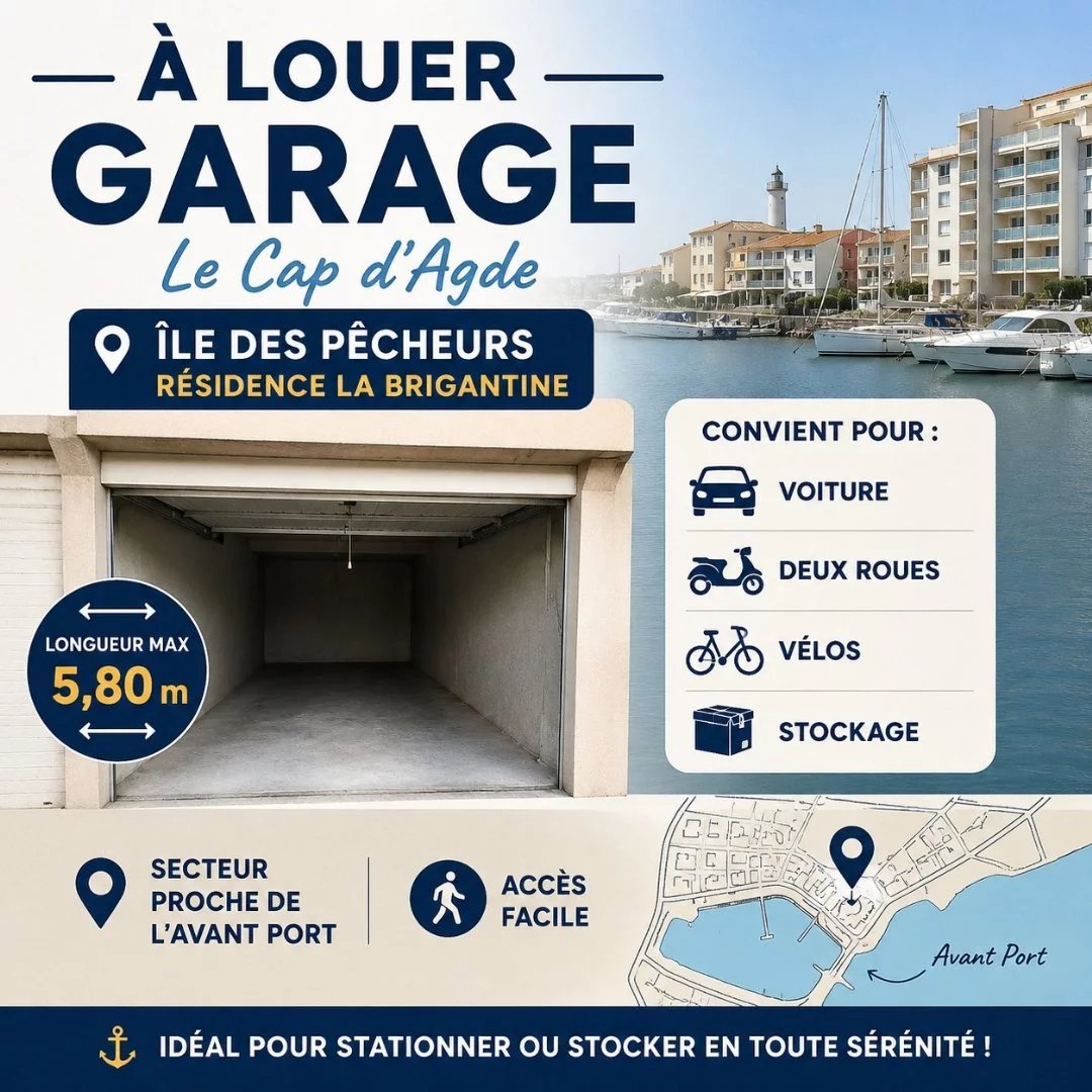 Garage à louer – Cap d’Agde, Île des Pêcheurs