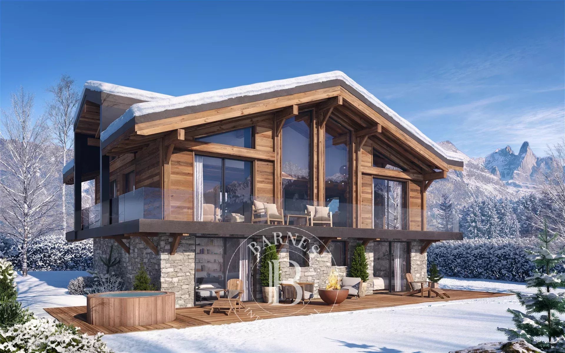 BARNES CHAMONIX - CHALET D'EXCEPTION - VUE IMPRENABLE SUR LE MONT-BLANC - 5 CHAMBRES - LUXE - VEFA