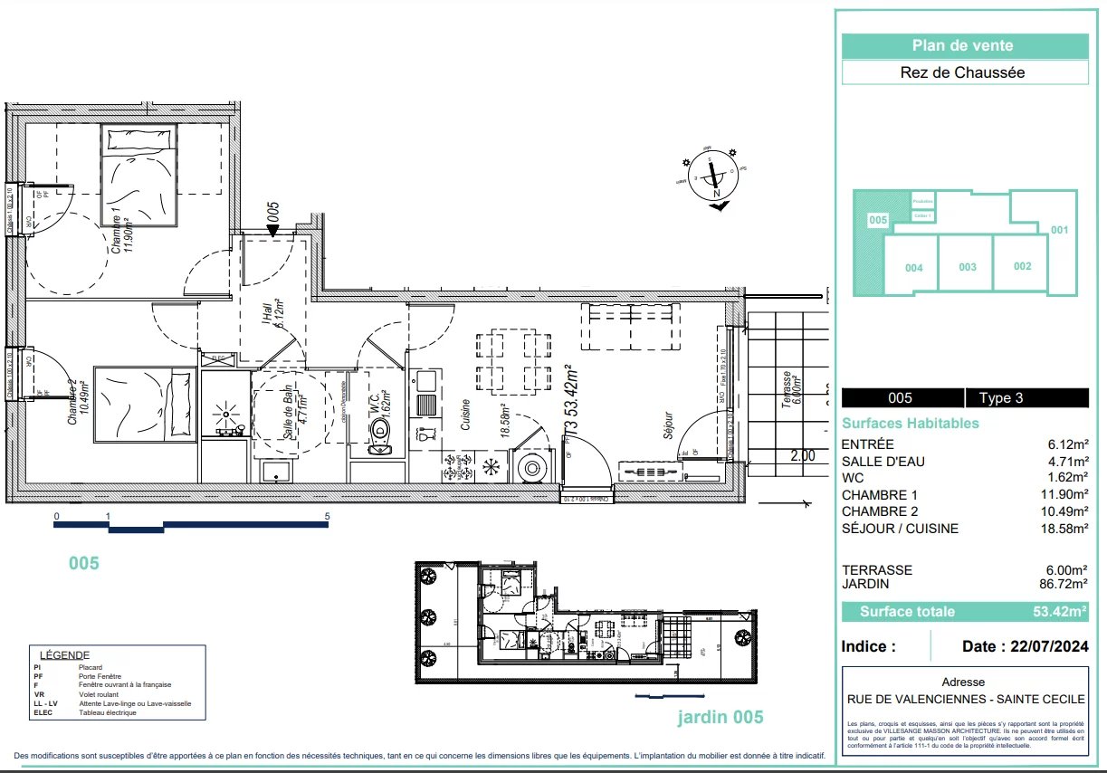 Appartement T3 Rez de jardin