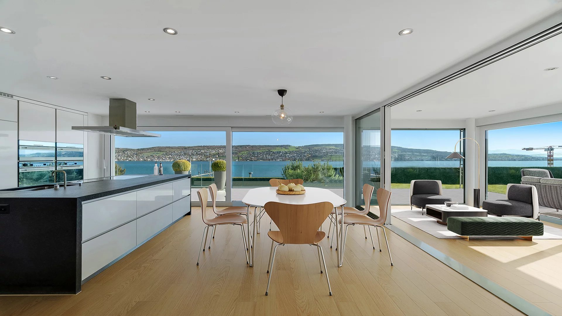 Modern garden apartment with a panoramic view