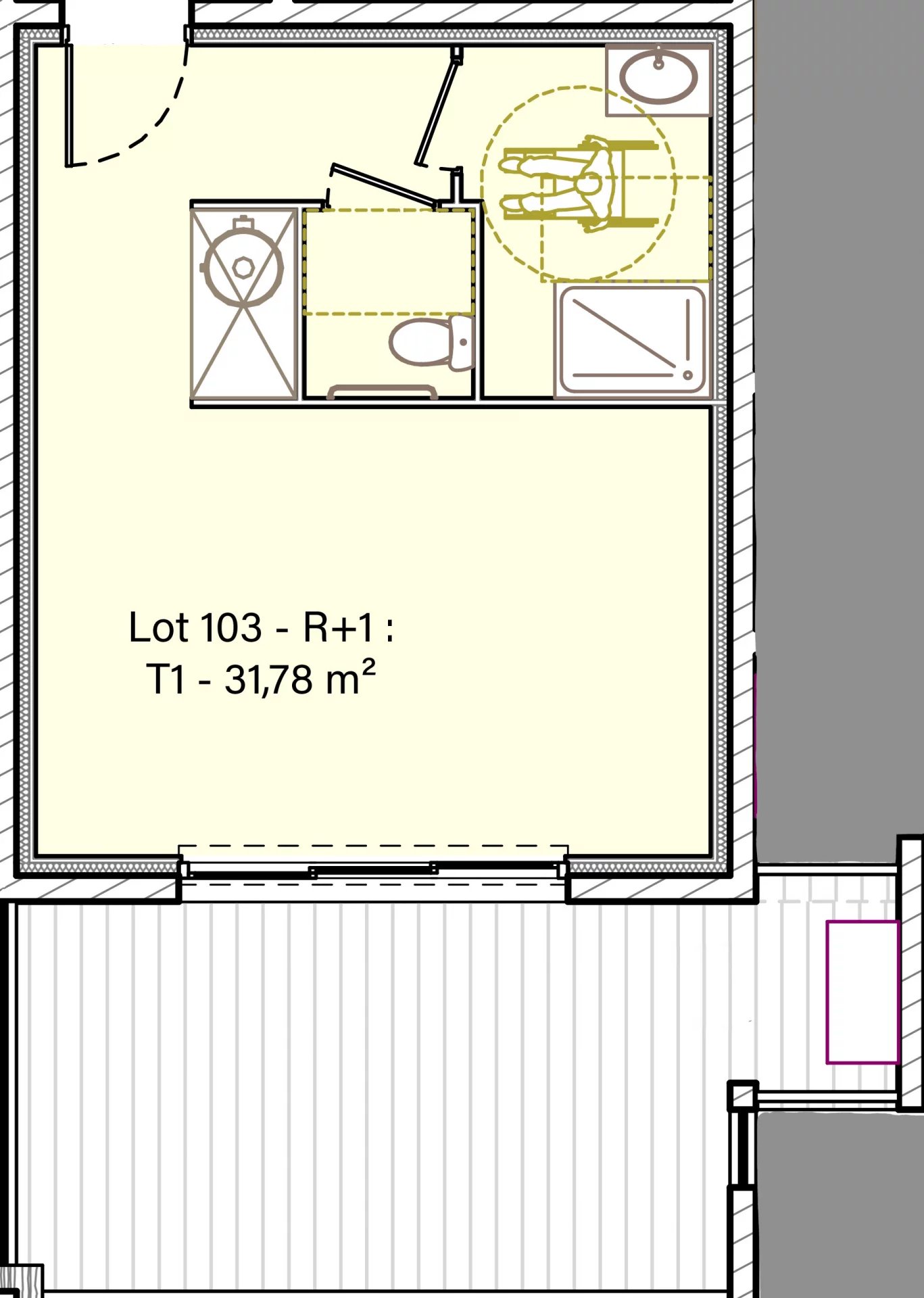 Solenzara : Appartement T1 de standing avec terrasse, vue mer