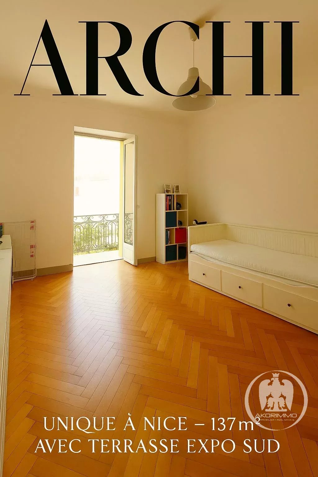 NICE CENTRE – Appartement  5 pièces de 137m² avec terrasse – Calme, lumineux, haut plafond, pkg en possible en sus