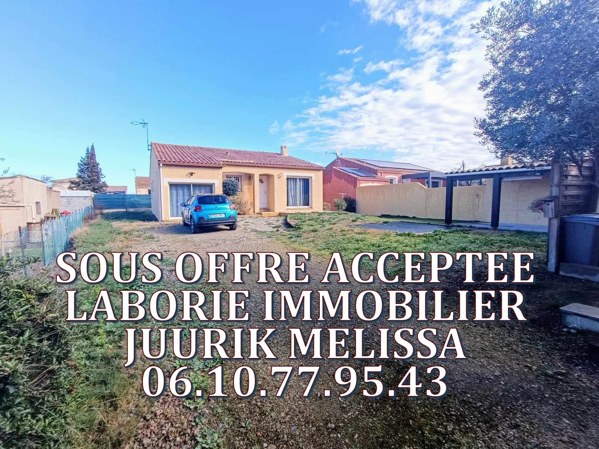 Vend villa de plain pied 4 chambres, jardin à Lespignan