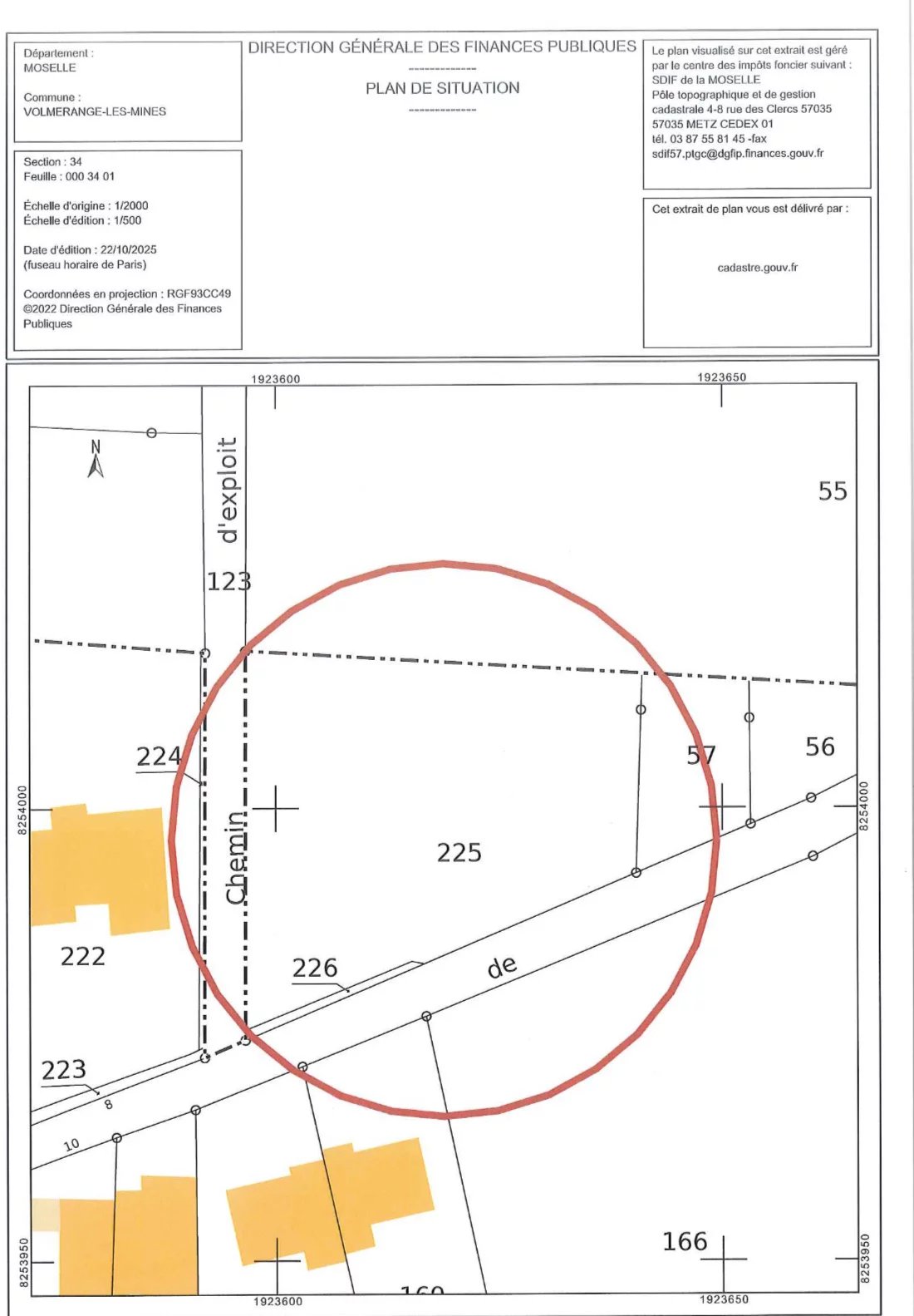 VOLMERANGE LES MINES - TERRAIN A BATIR DE 14.24 ARES
