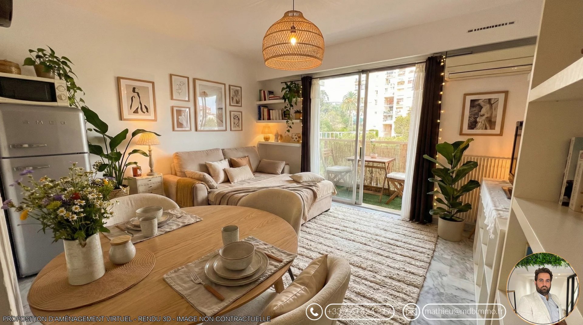 NICE CALIFORNIE / FABRON : STUDIO 23 M² EN DERNIER ÉTAGE AVEC TERRASSE