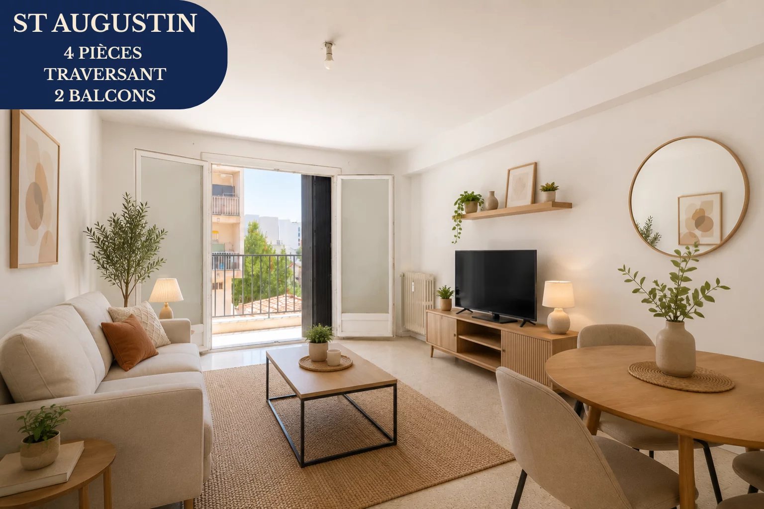4 pièces 73,6 m² - Traversant, deux balcons - Nice Saint Augustin