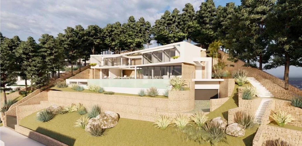 Terrain à Roca Llisa avec projet approuvé et vue sur la mer