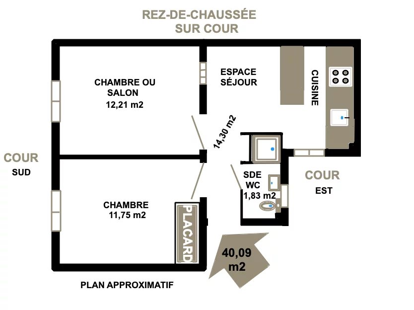 RUE DE PATAY - APPARTEMENT DE 3 PIÈCES DE 40,09 m2  AVEC CAVE - Image Array