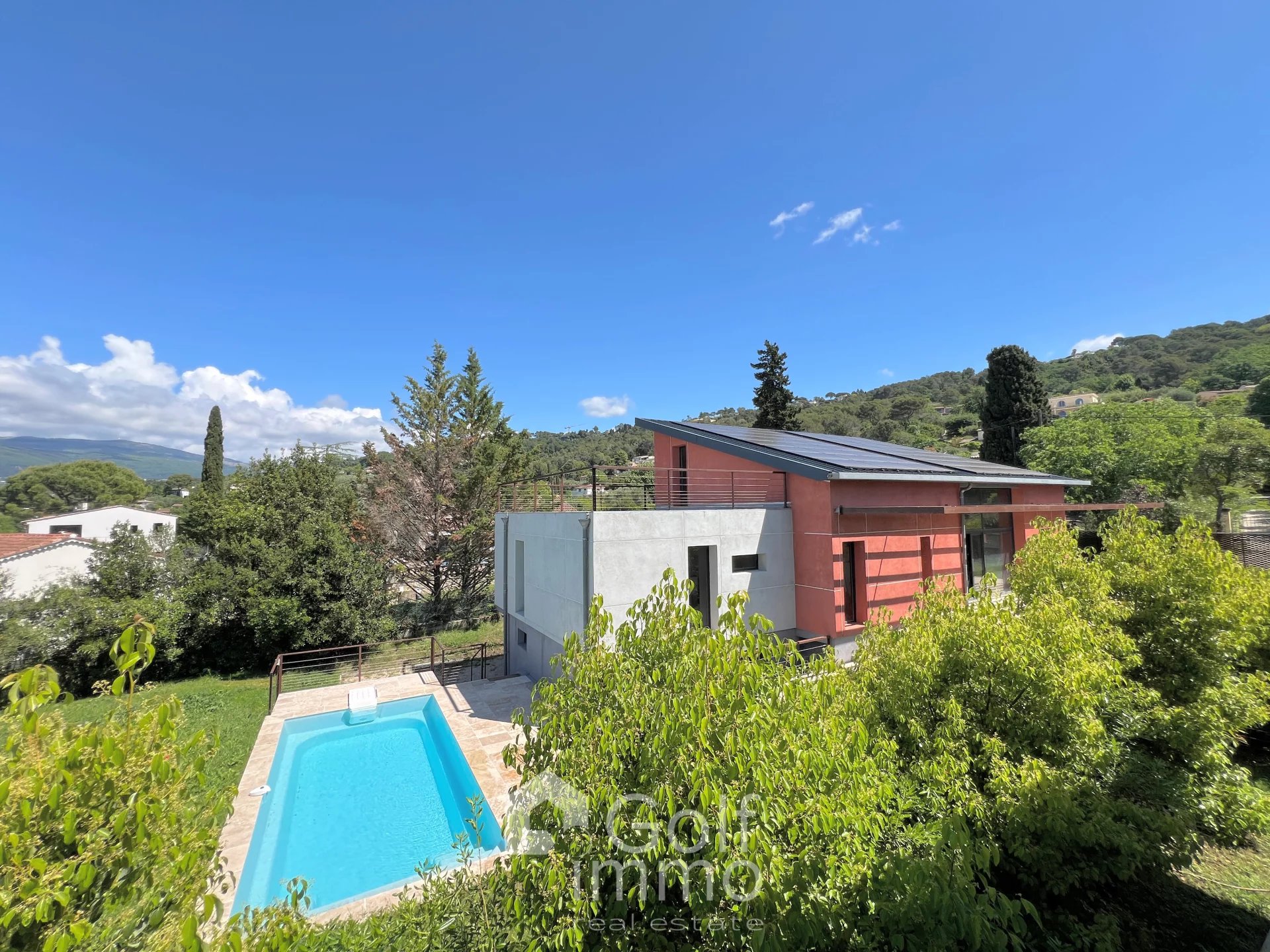 Villa d'architecte 200 m²  (surface de plancher de 340 m²)contemporaine neuve avec une piscine, Mouans-Sartoux
