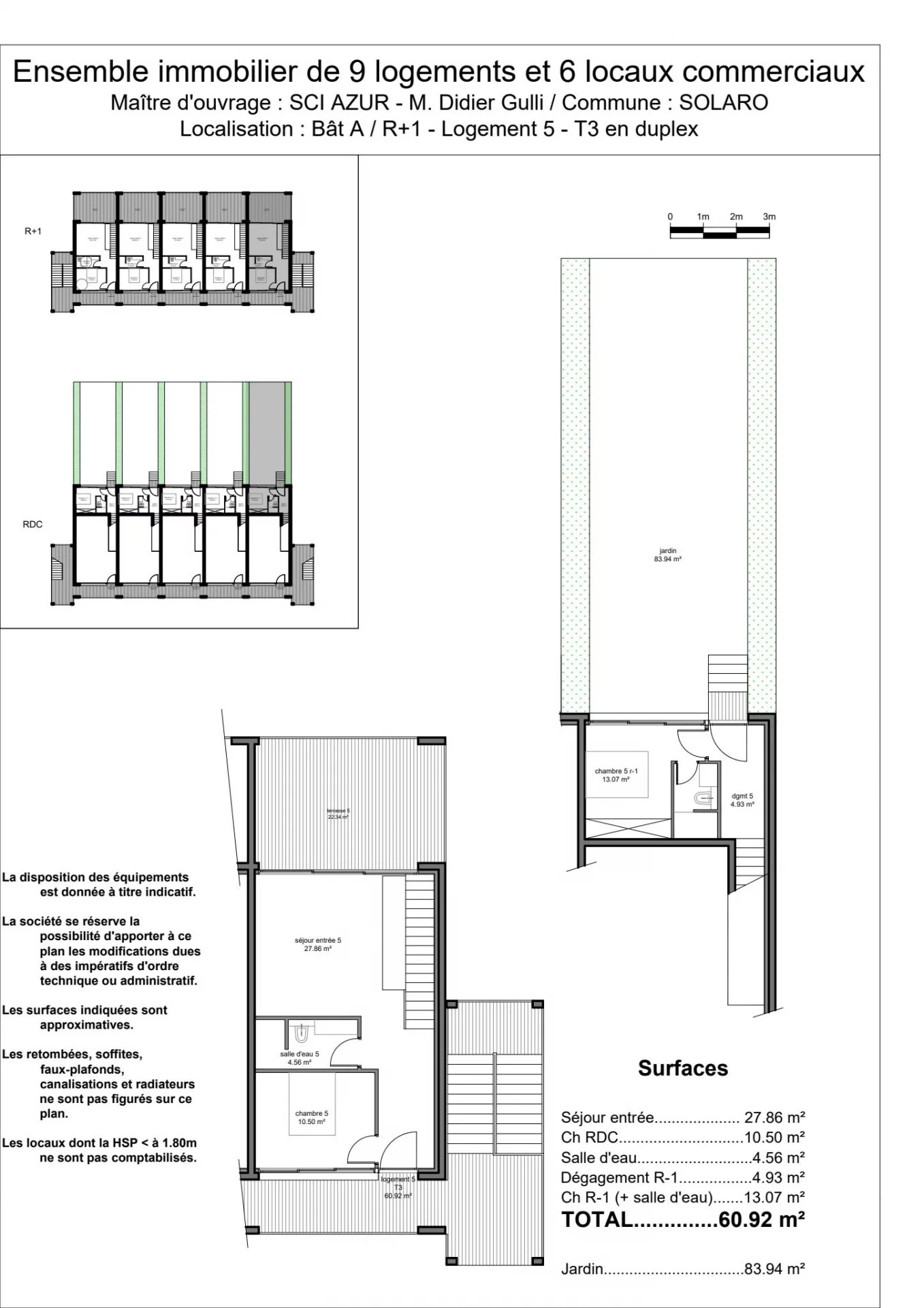 Solaro : Appartement T3 en duplex avec jardin