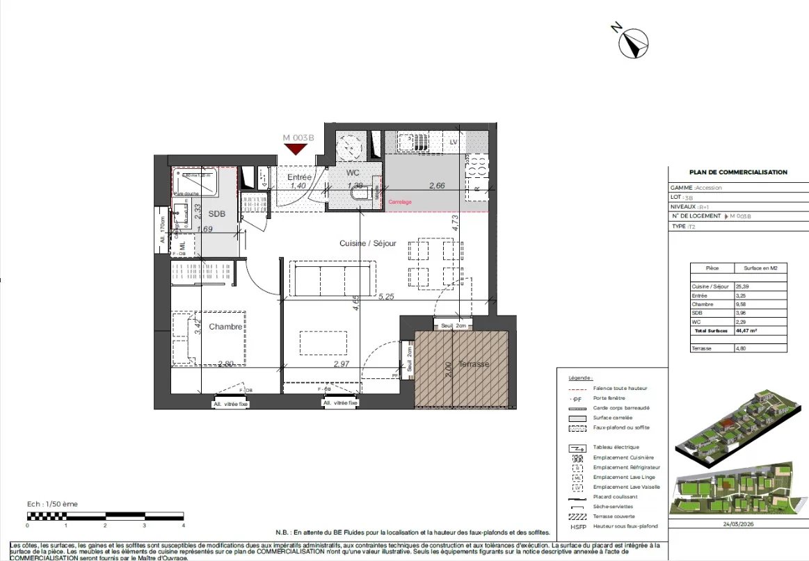 Appartement T2 de 44.52 m²  à Collonges-sous-Salève avec terrasse
