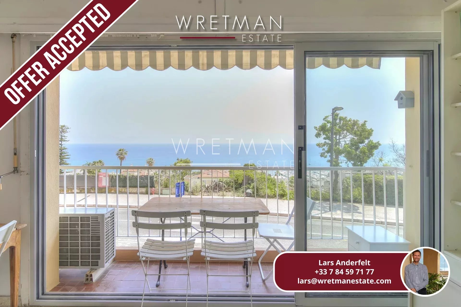 Lumineux studio avec balcon et vue mer panoramique - Menton Garavan