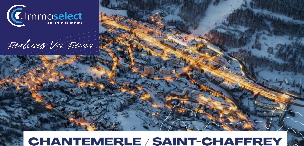 ALPES DU SUD - CHANTEMERLE /SAINT CHAFFREY vallée SERRE CHEVALIER  - Résidence avec pierres apparentes, bois, architecture typique de montagne à 500 m des remontées -  2 pièces cabine 52m² loggia EST