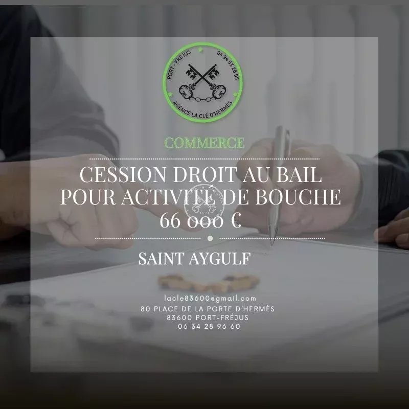 À Vendre - Saint Aygulf - Cession droit au bail pour activité de bouche -