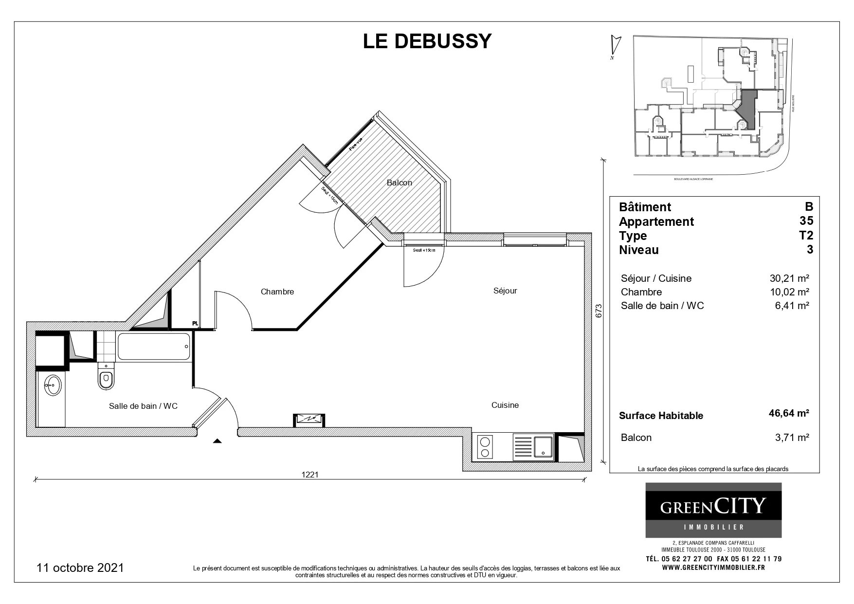 Appartement 2pièces 46,64m² - LE DEBUSSY