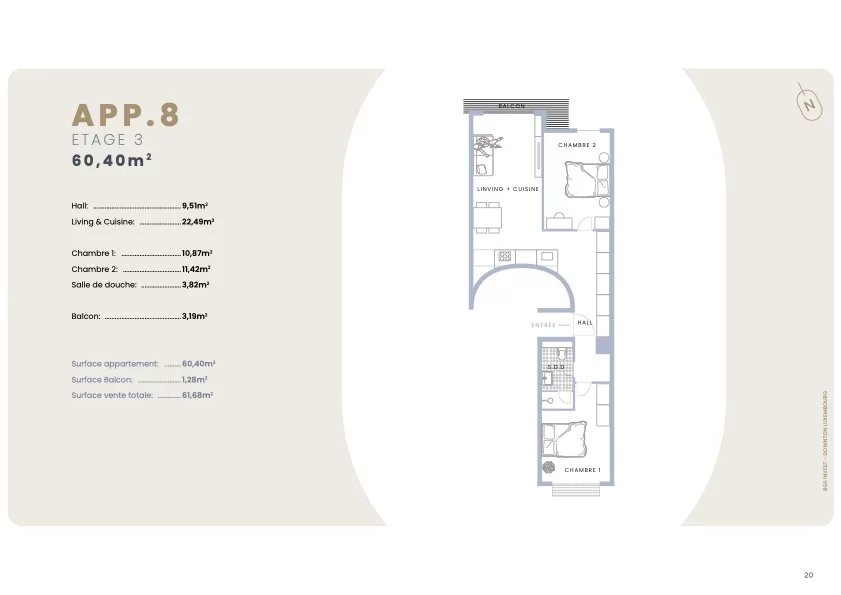 À VENDRE – Appartement 8 – Résidence Downtown, Bonnevoie