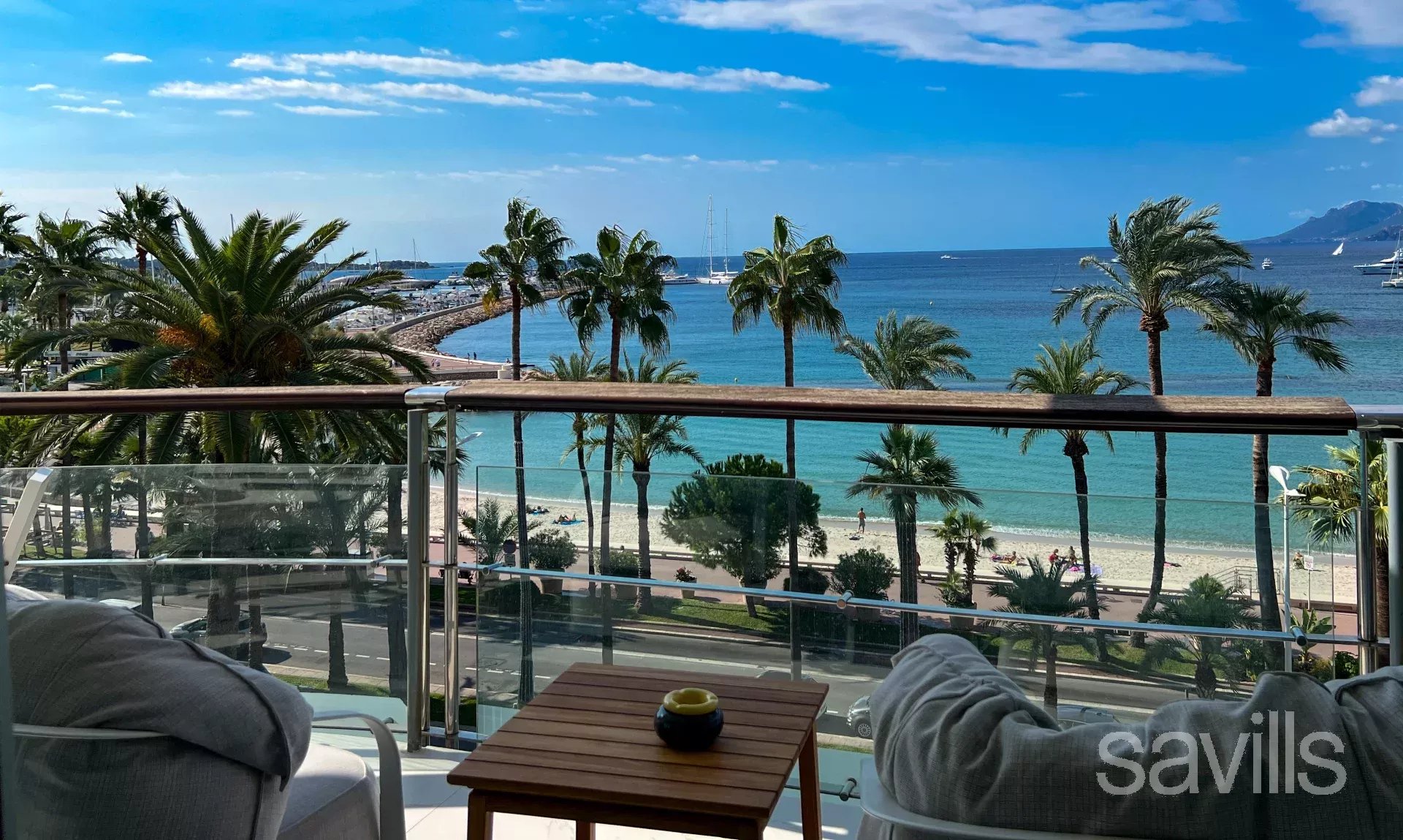 Modern apartment with panoramic sea views in La Croisette. For sale via Savills Cannes.