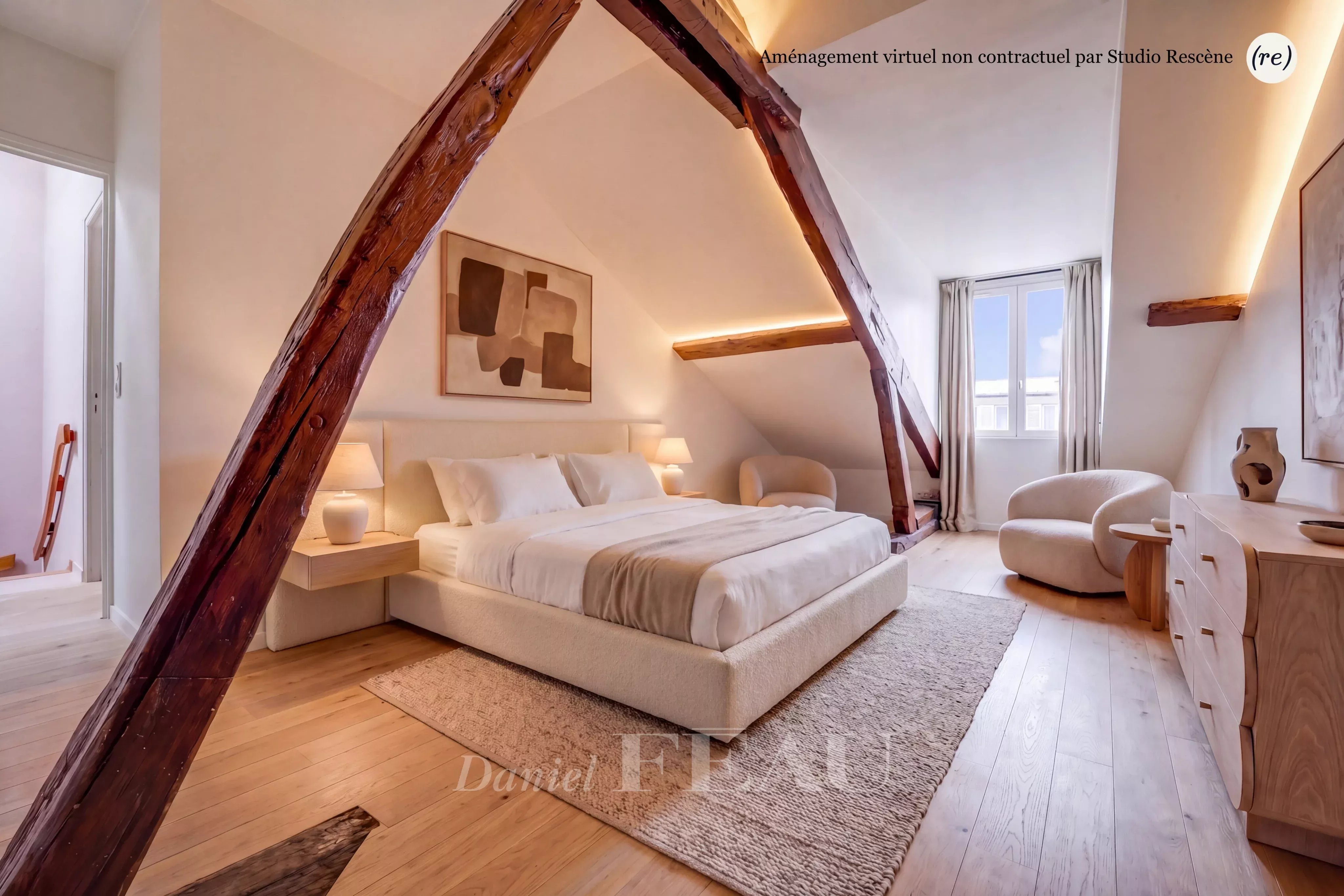 Chambre à l'étage (home staging virtuel)