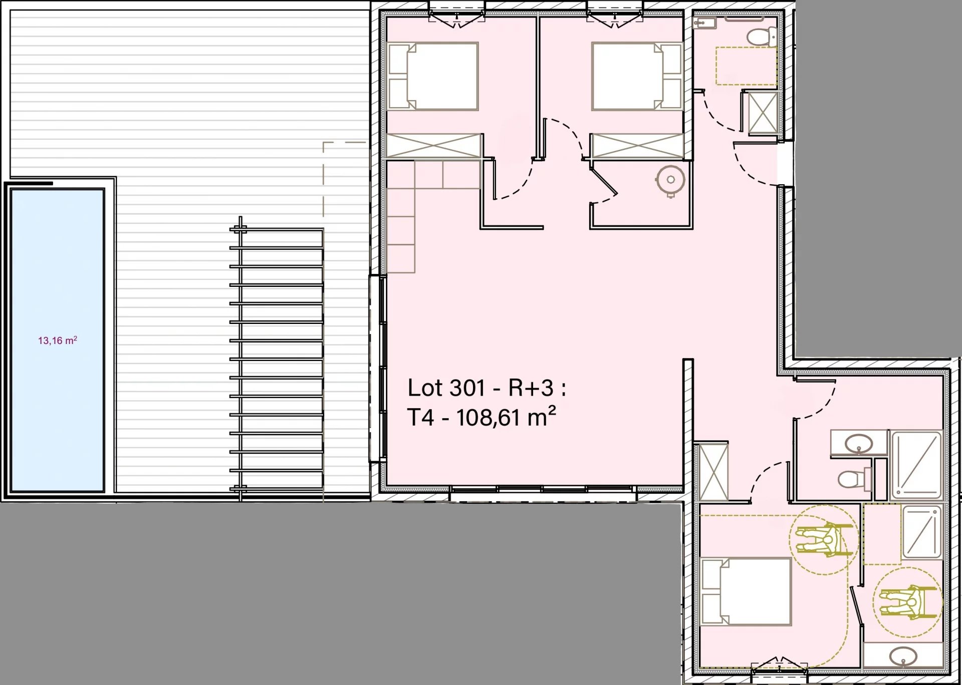 Solenzara : Villa sur le toit T4 de standing avec terrasse et piscine, vue mer