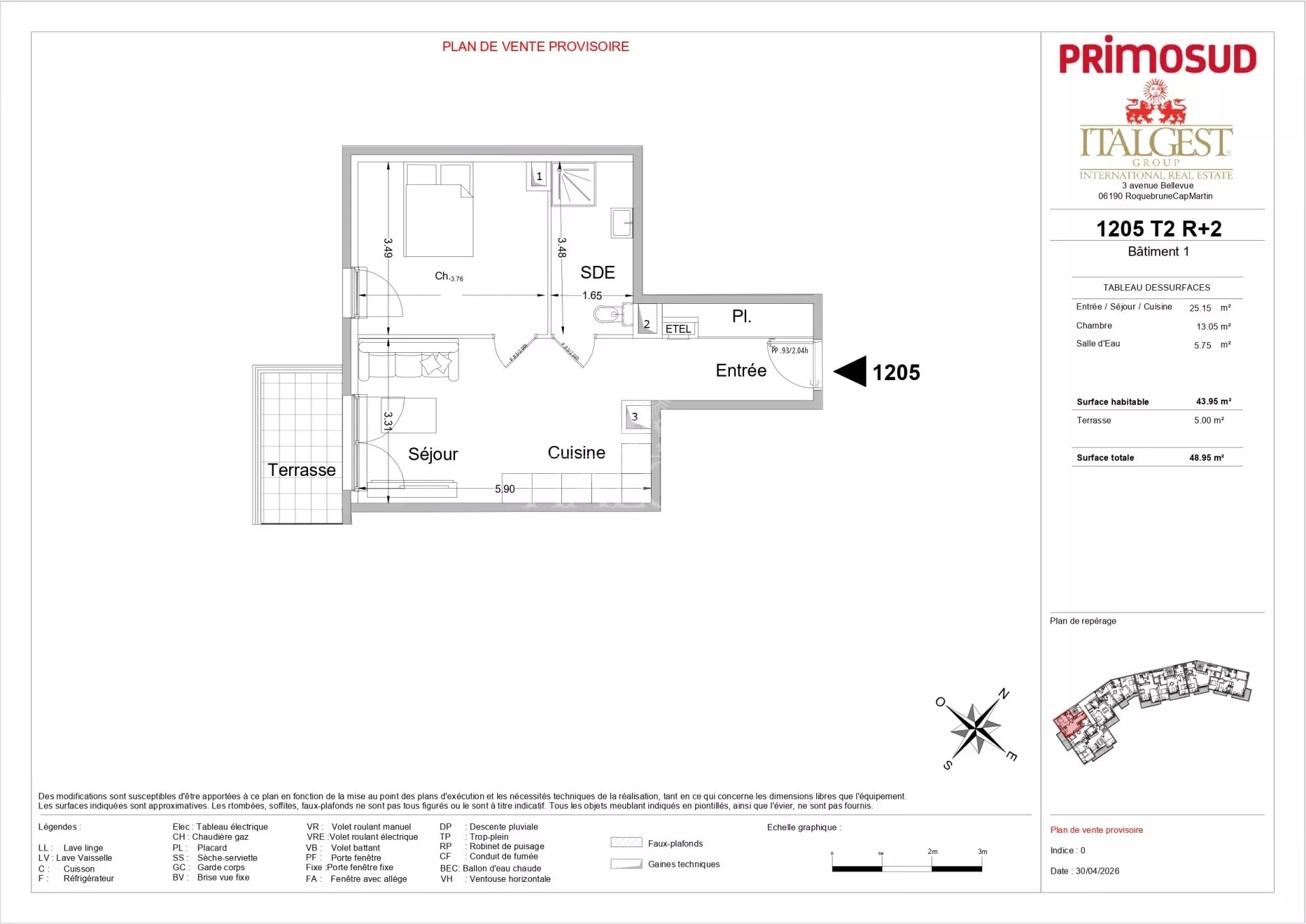 2P Lot 1205 – Nouveau Programme Le Bellevue à Roquebrune Cap Martin