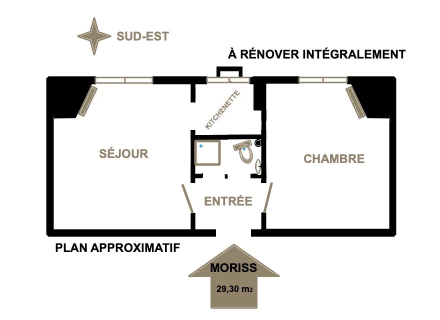 MONTREUIL - À RÉNOVER INTÉGRALEMENT - 2 PIÈCES DE 29,30 m2 - - Image Array