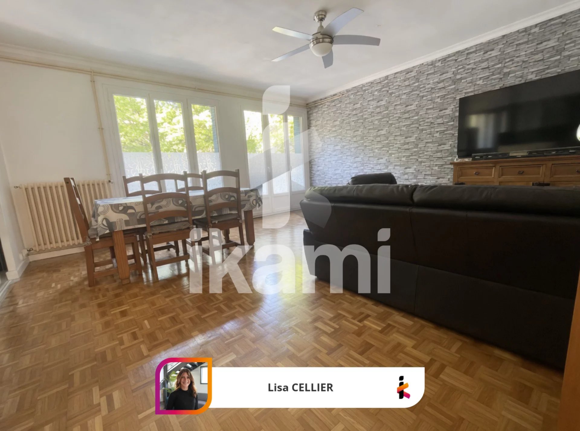 Bel appartement de 108 m2 avec balcon et jardin privatif.