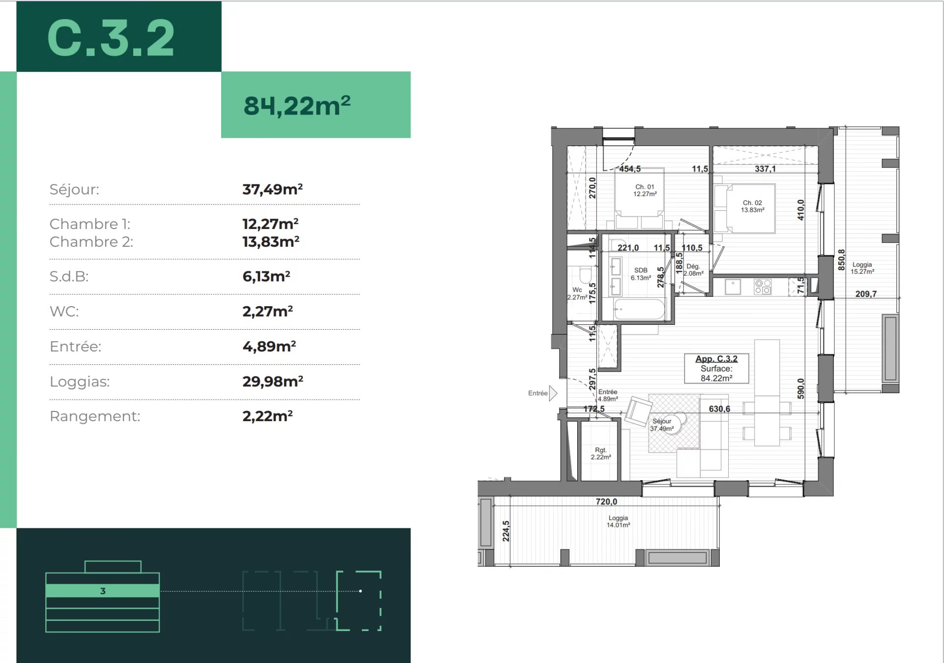 APPARTEMENT 2 CH - Linaire