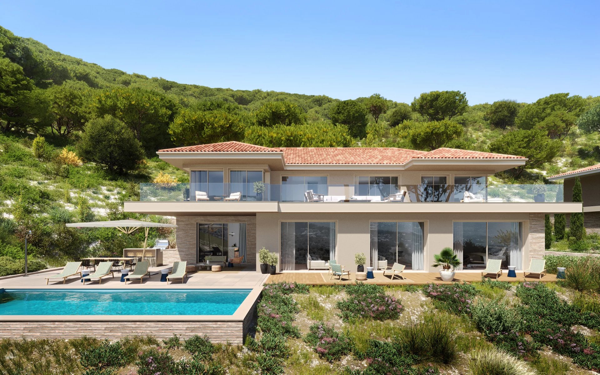 Elegant villa with sea view and Maures hills