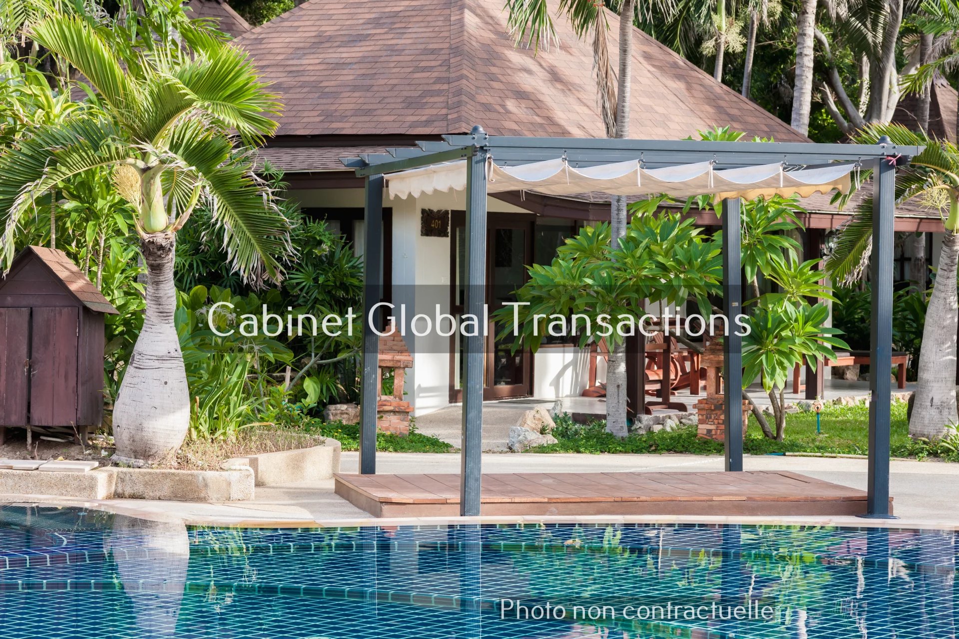 Swimming pool at modern luxury hotel, Samui island, Thailand