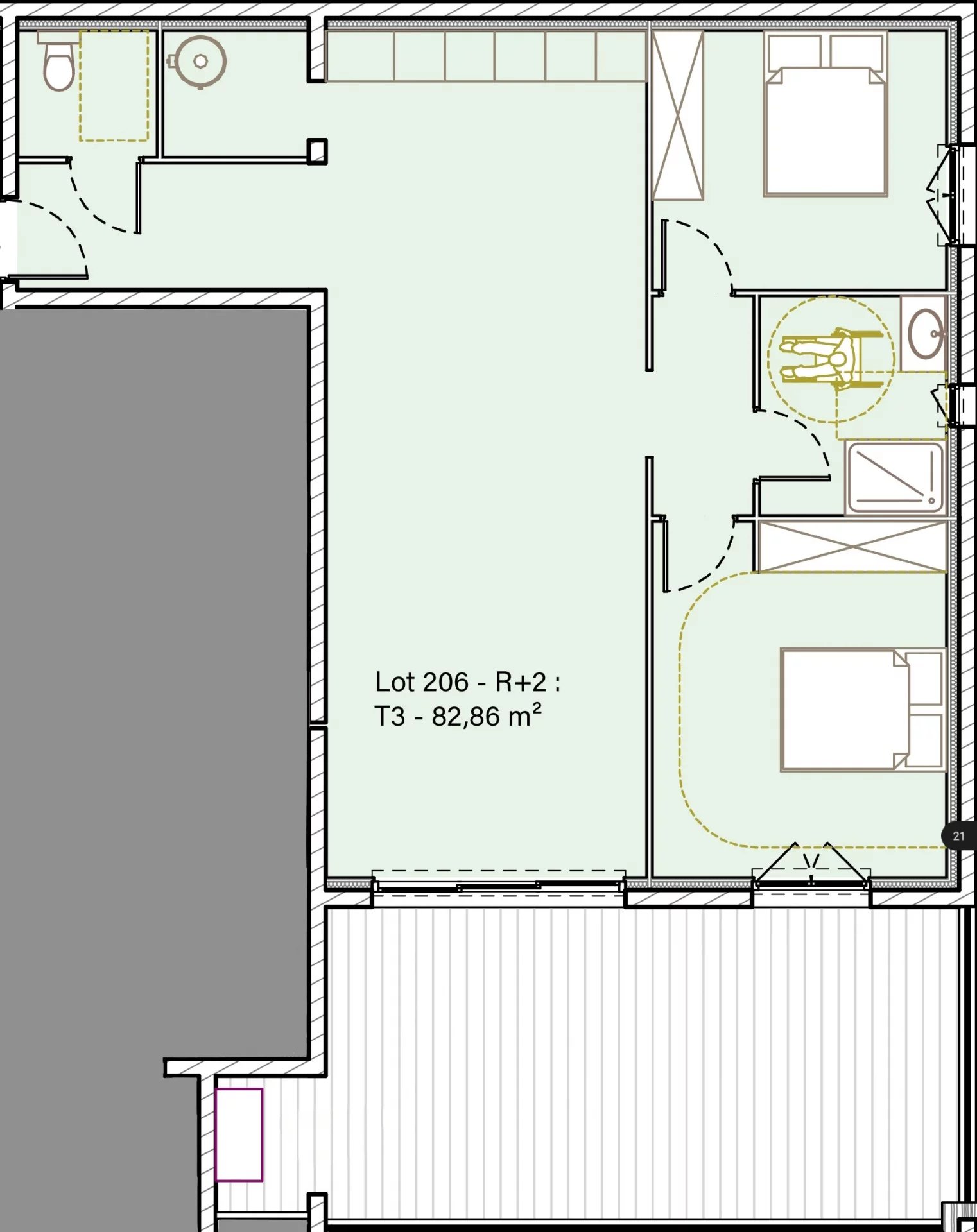 Solenzara : Appartement T3 de standing avec terrasse, vue mer