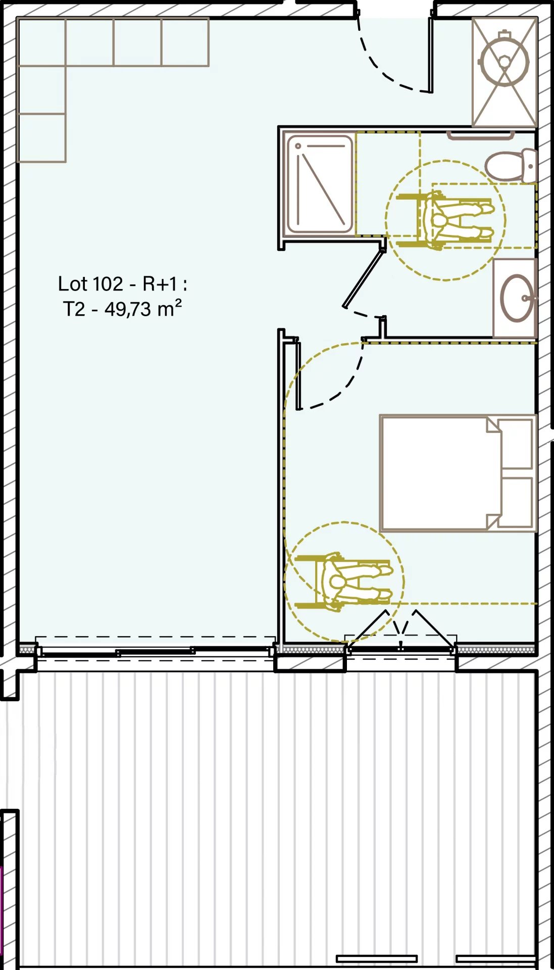 Solenzara : Appartement T2 de standing avec terrasse, vue mer