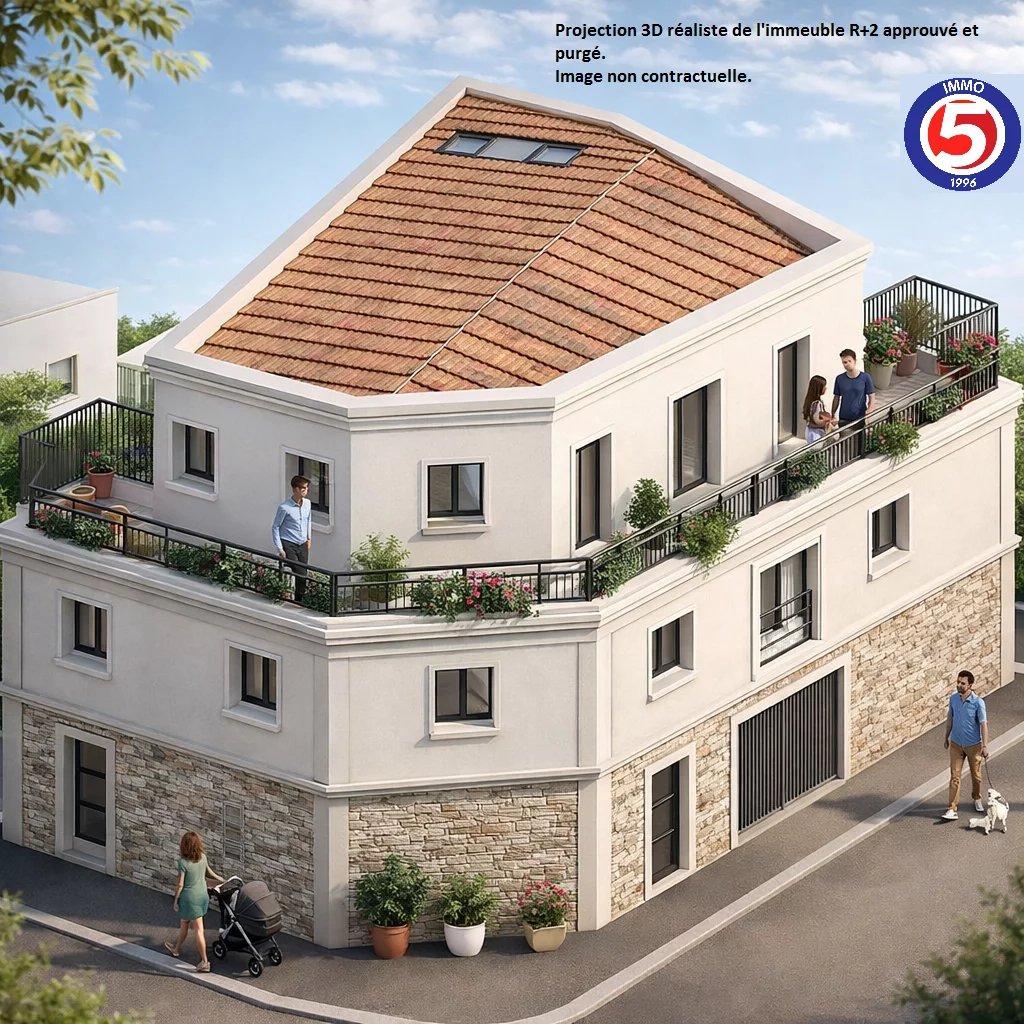 DRANCY - CENTRE VILLE - TERRAIN A BATIR IMMEUBLE R+2 - 3 appartements de type T3