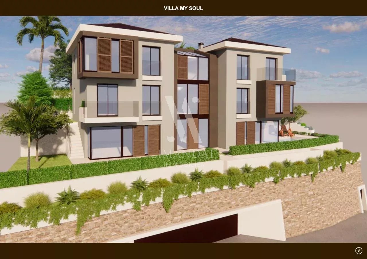 Roquebrune Cap Martin, limite Principauté de Monaco, projet villa 400 m2  garage 100 m2, piscine