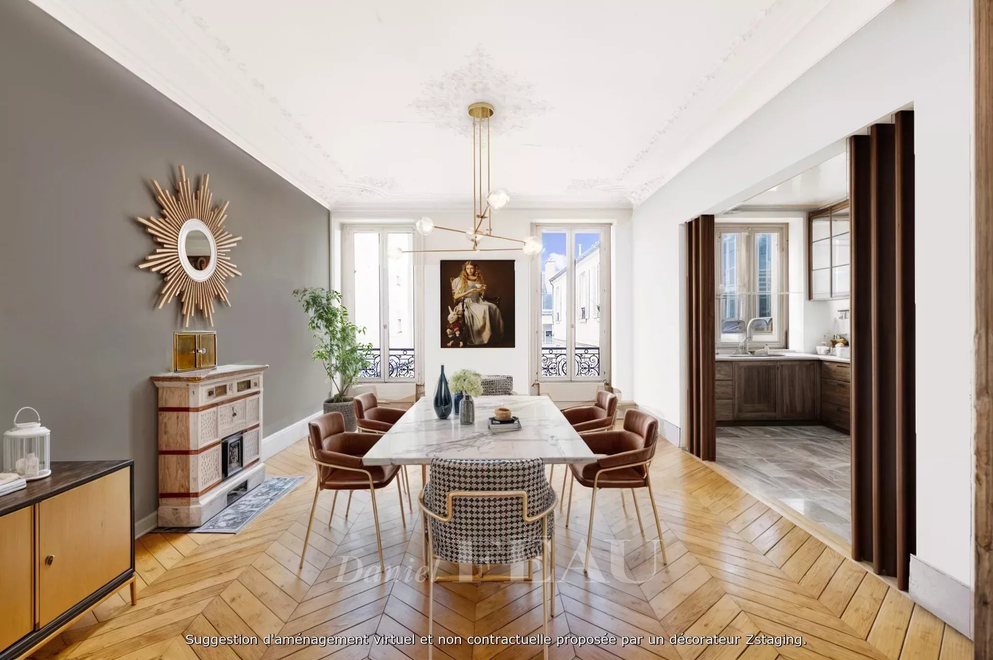 Salle à manger et cuisine (home staging virtuel)