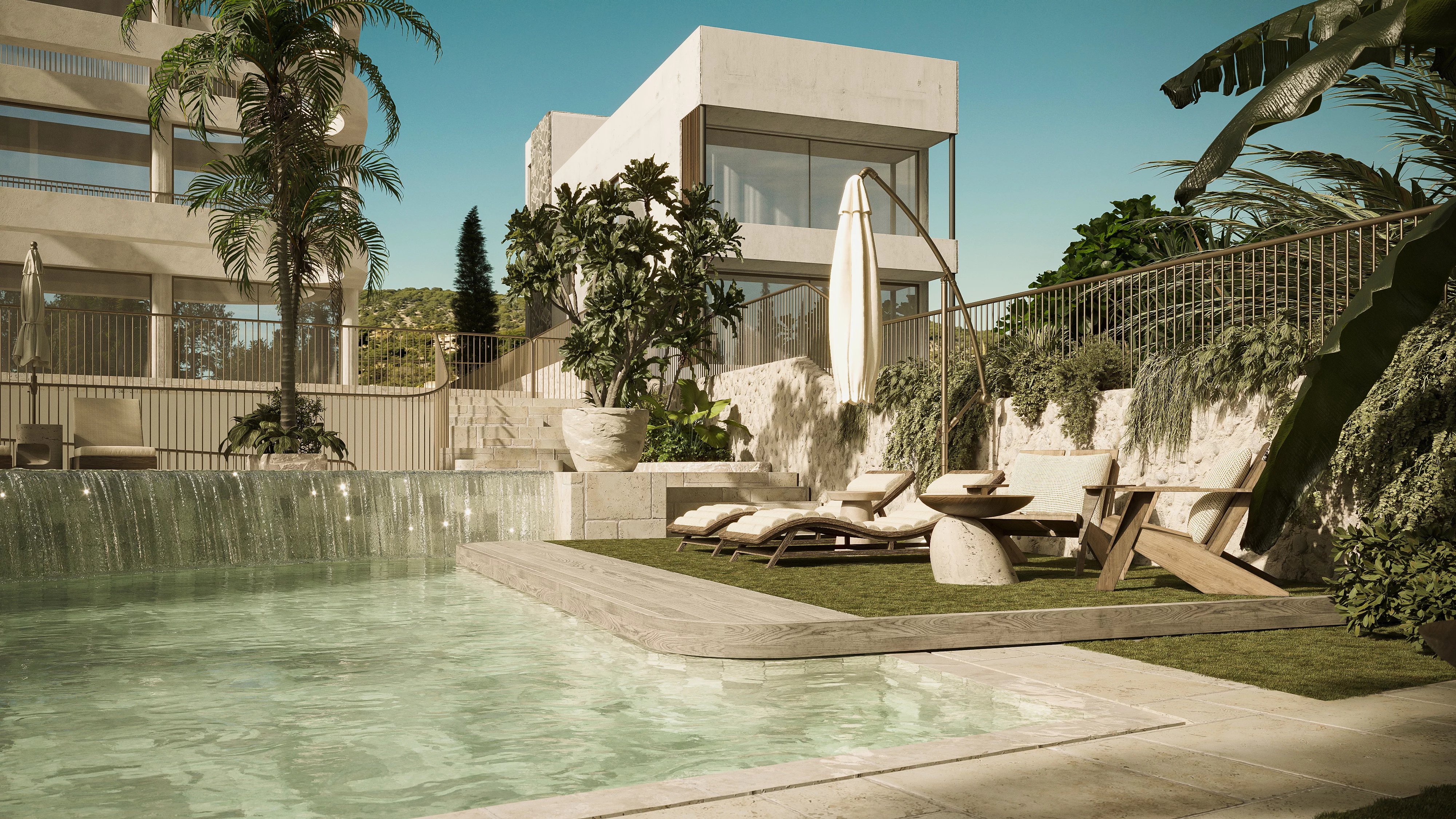 Appartement de jardin de luxe en construction