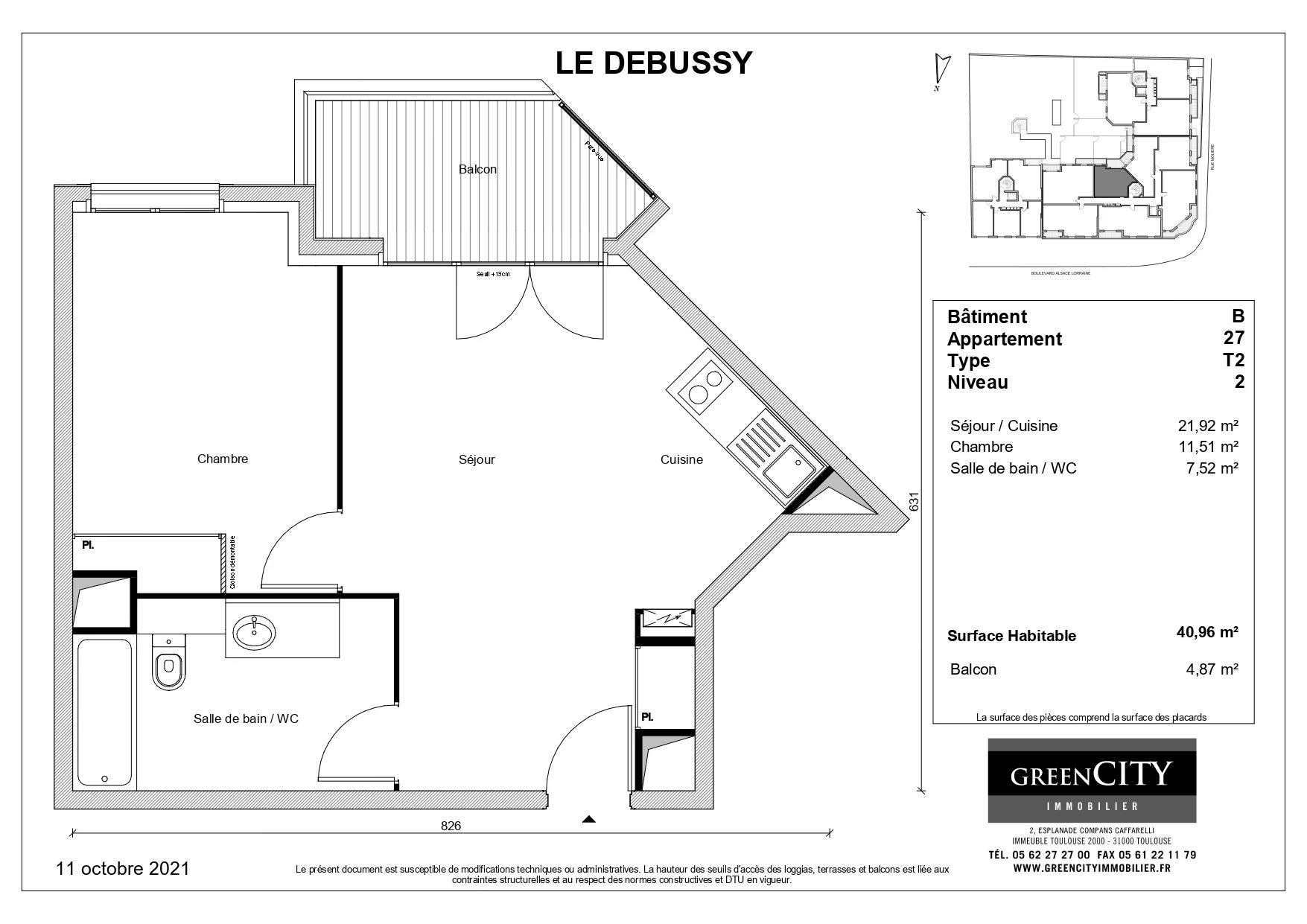 Appartement 2 pièces 40,96m² - LE DEBUSSY