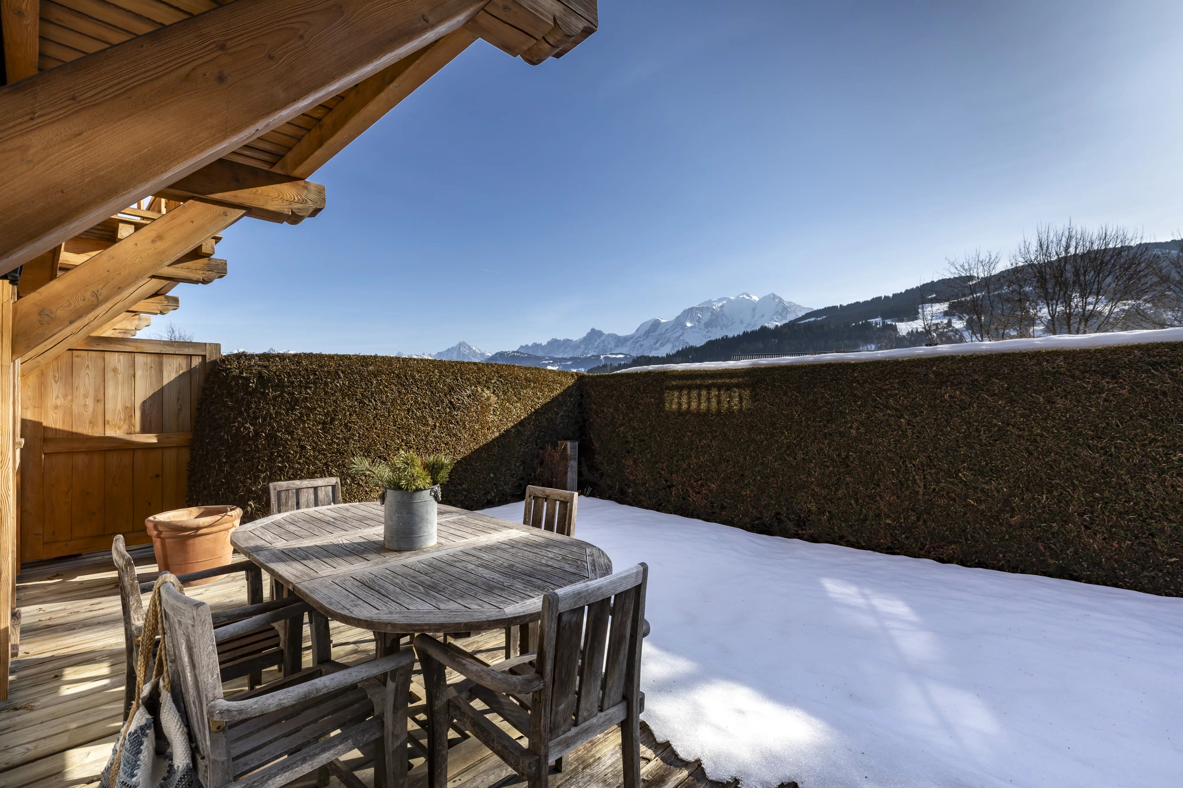 Attraktive Gartenwohnung mit Blick auf den Mont Blanc in Megève