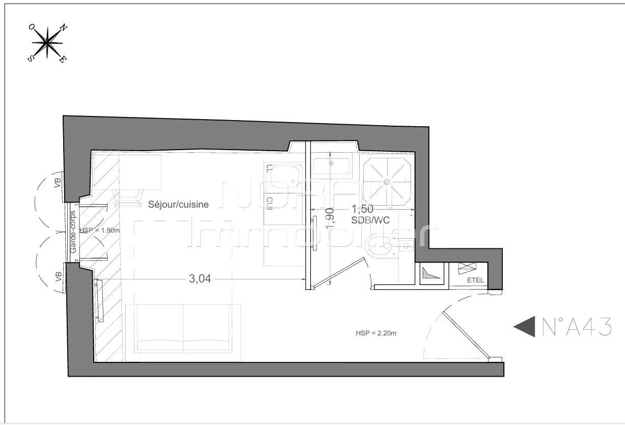 NICE - CARRE D'OR_ DERNIER ETAGE - STUDIO NEUF - SAISONNIER AUTORISE - Photo 4
