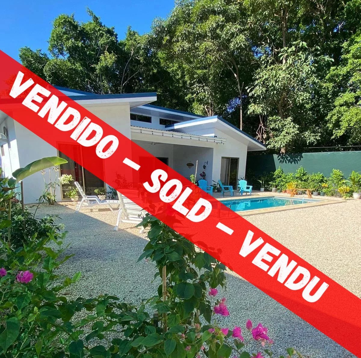 SOLD -For sale, a beautiful 111 sqm house with 3 bedrooms, fully furnished and close to Tamarindo.