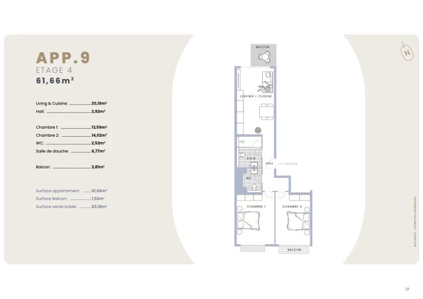 À VENDRE – Appartement 9 – Résidence Downtown, Bonnevoie