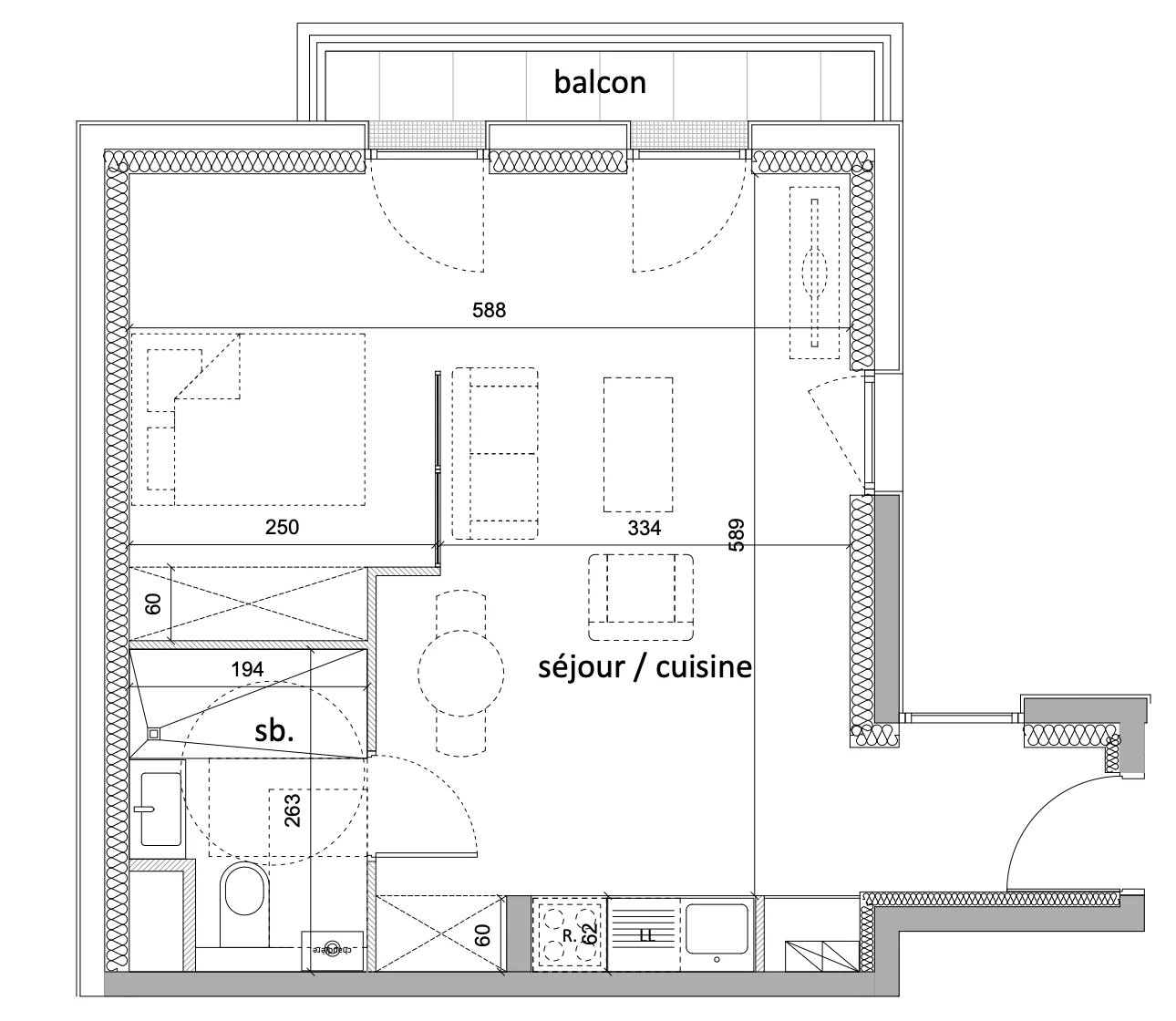 Studio de 40m2 avec balcon. - Photo 3