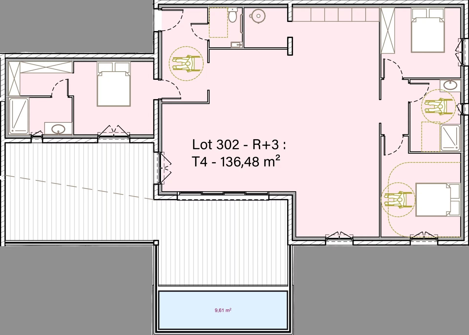 Solenzara : Villa sur le toit T4 de standing avec terrasse et piscine. vue mer